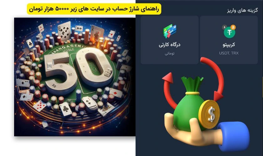 شارژ حساب در سایت شرط بندی با شارژ 50 تومان